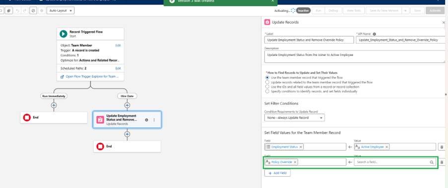 Flows update records component screen